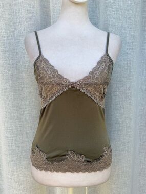 The Limited floral lace nylon stretch lingerie taupe top